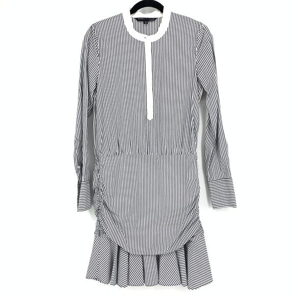 Veronica Beard Everett Dress Women's Size S Striped Blue White Ruched Front - Picture 1 of 6